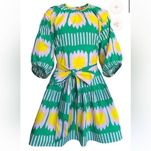 OLIPHANT drop waist short dress- IKAT green